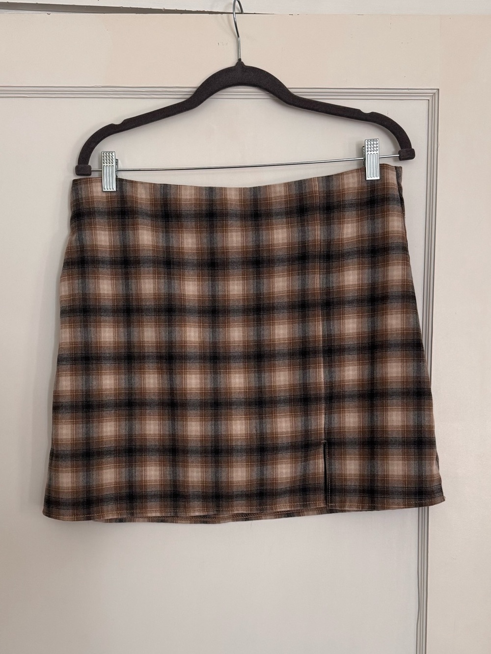 Blue and Cream Plaid Mini Skirt